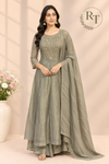 Sage Grey Embroidered A-Line Suit Set (RT1646)