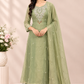 Sage Green Floral Embroidered A-Line Suit (RT1619)