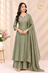 Sage Green Elegance Embroidered Salsa A-Line Suit Set (RT1677)