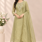 Olive Green Floral Embroidered A-Line Suit (RT1620)