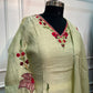 Pastel Lime Floral Mull Chanderi Kurta 3pc Set (RT 1011)