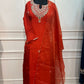 Elegant Orange Dolla Silk Embroidered Kurta 3PC Set  (RT 1007)