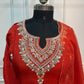 Elegant Orange Dolla Silk Embroidered Kurta 3PC Set  (RT 1007)