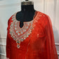 Elegant Orange Dolla Silk Embroidered Kurta 3PC Set  (RT 1007)