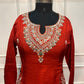 Elegant Orange Dolla Silk Embroidered Kurta 3PC Set  (RT 1007)