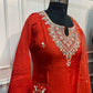 Elegant Orange Dolla Silk Embroidered Kurta 3PC Set  (RT 1007)