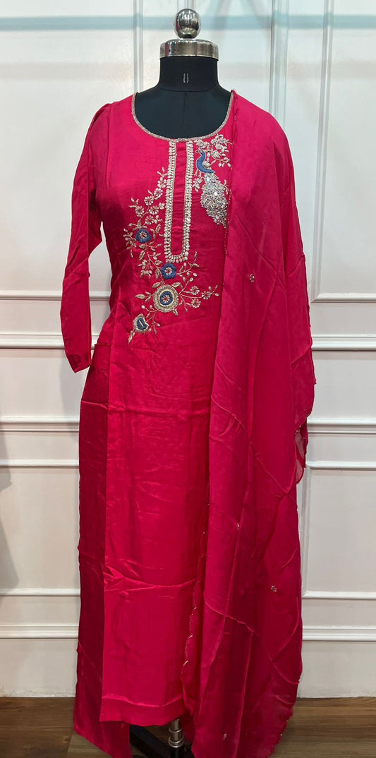 Rani Pink Festive Dola Silk 3pcSet  (RT 1010)