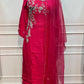 Royal Pink Embroidered Dolla Silk Kurta Pant Dupatta Set    (RT 1008)