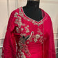 Royal Pink Embroidered Dolla Silk Kurta Pant Dupatta Set    (RT 1008)