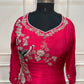 Royal Pink Embroidered Dolla Silk Kurta Pant Dupatta Set    (RT 1008)