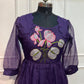 Royal Plum Bloom Embroidered Kota Anarkali Dress(RT3013)