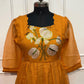 Mustard Bloom Embroidered Kota Anarkali Dress(RT3014)