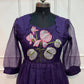 Royal Plum Bloom Embroidered Kota Anarkali Dress(RT3013)