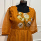 Mustard Bloom Embroidered Kota Anarkali Dress(RT3014)