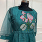 Teal Bloom Embroidered Kota Anarkali Dress(RT3011)
