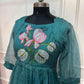 Teal Bloom Embroidered Kota Anarkali Dress(RT3011)