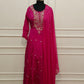 Pink Chinon Hand Magam Work Anarkali 3pc set 385