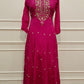 Pink Chinon Hand Magam Work Anarkali 3pc set 385