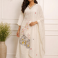 Elegant Off-White Cotton  Floral Printed 3pc Kurta Set 185