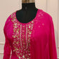 Pink Chinon Hand Magam Work Anarkali 3pc set 385