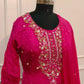 Pink Chinon Hand Magam Work Anarkali 3pc set 385
