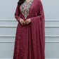 Rose Pink Chinon Anarkali 3pc set with Hand MagamWork  365