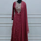 Rose Pink Chinon Anarkali 3pc set with Hand MagamWork  365