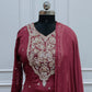 Rose Pink Chinon Anarkali 3pc set with Hand MagamWork  365