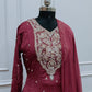 Rose Pink Chinon Anarkali 3pc set with Hand MagamWork  365