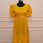 Elegant Mustard Yellow Cotton Maxi Dress with  Embroidery work 115