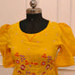 Elegant Mustard Yellow Cotton Maxi Dress with  Embroidery work 115