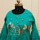 Elegant Teal Blue Cotton Maxi Dress with Embroidery work 135