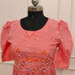 Elegant Peach Cotton Maxi Dress with  Embroidery work 115