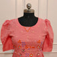 Elegant Peach Cotton Maxi Dress with  Embroidery work 115