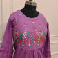 Elegant Orchid Purple Cotton Dress with Embroidery 135