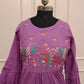 Elegant Orchid Purple Cotton Dress with Embroidery 135