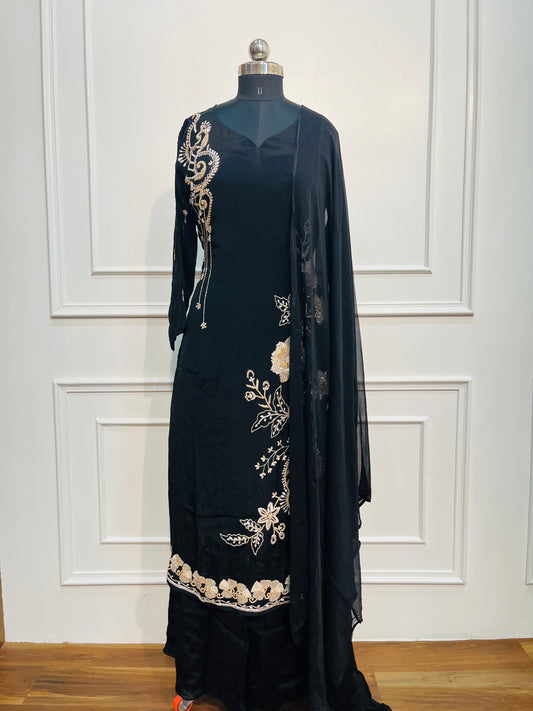 Black Chinon Hand magam work 3pc kurthi set 365