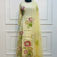 Yellow chinon BrushPaint design 3pc kurthi set 275