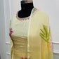 Yellow chinon BrushPaint design 3pc kurthi set 275