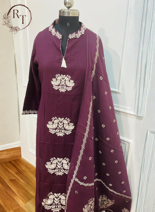 Mull Cotton A-Line Kurta Set