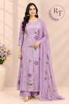 Lavender Bloom Floral Embroidered A-Line Suit Set (RT1614)