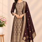 Royal Maroon Grace – Benaras 3 Piece Straight Cut Suit Set (RT1642)