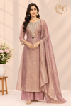 Rosewood Glow Salsa Embroidered A-Line Suit Set (RT1608)