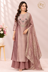Mauve Elegance – Premium Benaras Straight Cut 3 Piece Suit Set (RT1698)
