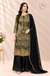 Olive Black Royale – Premium Benaras Farsi Salwar Suit Set (RT1577)