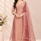 Pastel Rose Floral Embroidered A-Line 3-Piece Suit Set (RT1570)