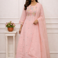 Pink MullCotton Floral Embroidered Anarkali 3pc set 145