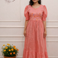 Elegant Peach Cotton Maxi Dress with  Embroidery work 115