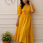 Elegant Mustard Yellow Cotton Maxi Dress with  Embroidery work 115