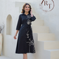 Black Embroidered Bleted Shirt Dress 135